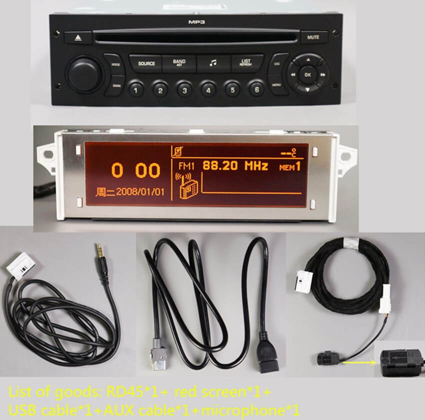 Original RD45 Car Radio USB AUX Bluetooth for Peugeot 207 206 307